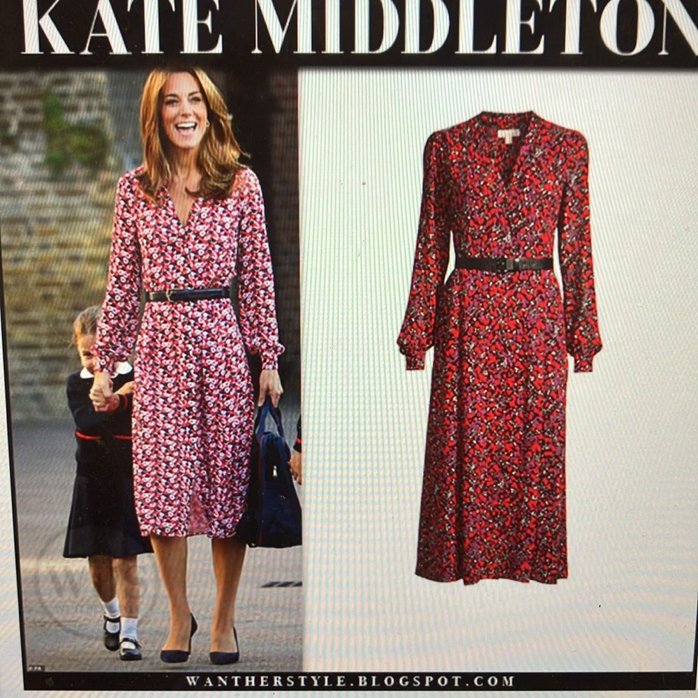 MICHAEL Michael Kors Red Floral Midi Dress
